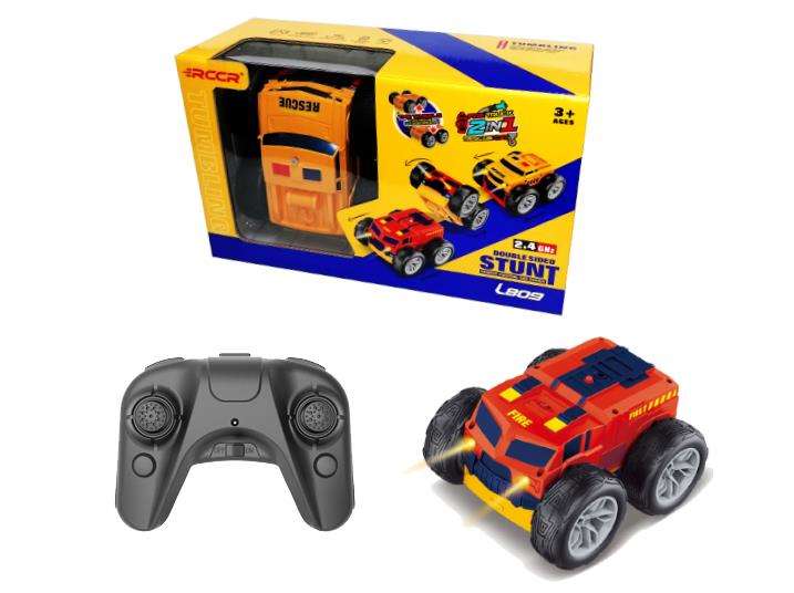 Remote Control Fire&rescue Car 2 in 1 Double Sided RC Stunt Car with 360 Flip RC Drift Car